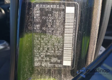 2013 Nissan Juke Sl из США, поврежденный, VIN JN8AF5MR2DT215851